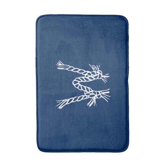 Nautische touwknopen blauw wit aangepast monogram badmat (Voorkant Verticaal)
