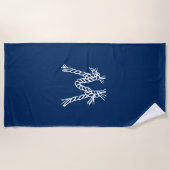Nautische touwknopen blauw wit aangepast monogram strandlaken (Voorkant)