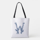 Nautische touwknopen blauw wit aangepast monogram tote bag (Achterkant)
