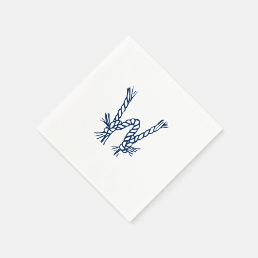 Nautische touwknopen monogram initiaal blauw wit servet (Hoek)