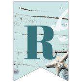 nautische tropische aqua blauwe zeeschelp strand b vlaggetjes (Tweede vlag)