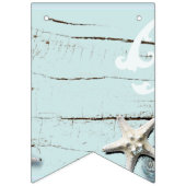 nautische tropische aqua blauwe zeeschelp strand b vlaggetjes (Eerste vlag)