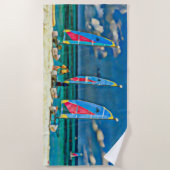 Nautische Tropische Witte Zandbrauwboten Strandlaken (Voorkant)