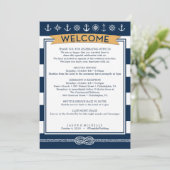 Nautische trouwroute - Bruiloft Welkom Kaart (Staand voorkant)