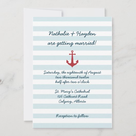 Nautische trouwuitnodiging kaart (Voorkant)