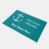 Nautische Turquoise Anker Welkom Aan boord Boot Na Deurmat (Schuin)