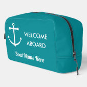Nautische Turquoise Anker Welkom Aan boord Boot Na Toilettasje (Rechterhoek)