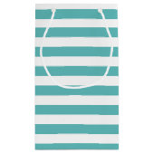 Nautische Turquoise Streep Anker Bruiloft Gift Bag Klein Cadeauzakje (Achterkant)