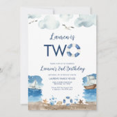 nautische twee 2e verjaardag uitnodiging (Voorkant)