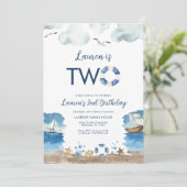 nautische twee 2e verjaardag uitnodiging (Staand voorkant)