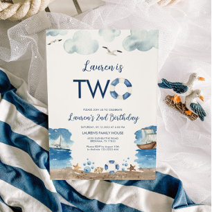 nautische twee 2e verjaardag uitnodiging