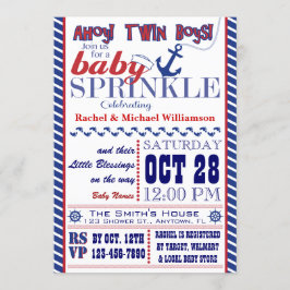 Nautische Twin Baby Boy Sprinkle Uitnodiging