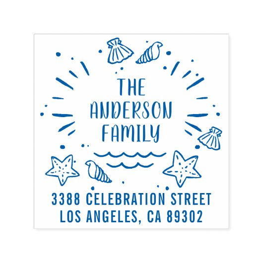 Nautische Typografie Achternaam Retouradres Zelfinktende Stempel (Design)