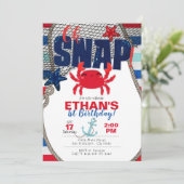 Nautische uitnodiging, Crab Invitation for Birthda Kaart (Staand voorkant)
