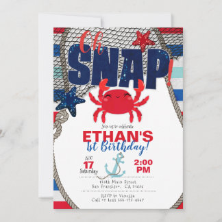 Nautische uitnodiging, Crab Invitation for Birthda Kaart