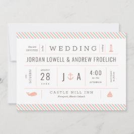 Nautische Uitnodiging Pastel Beach bruiloft Uitnod