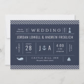 Nautische uitnodiging voor bruiloften in New Engla (Voorkant)