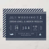 Nautische uitnodiging voor bruiloften in New Engla (Voorkant / Achterkant)