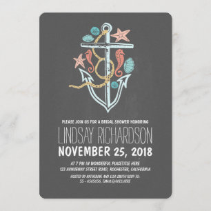 Nautische uitnodiging voor de douche op het strand