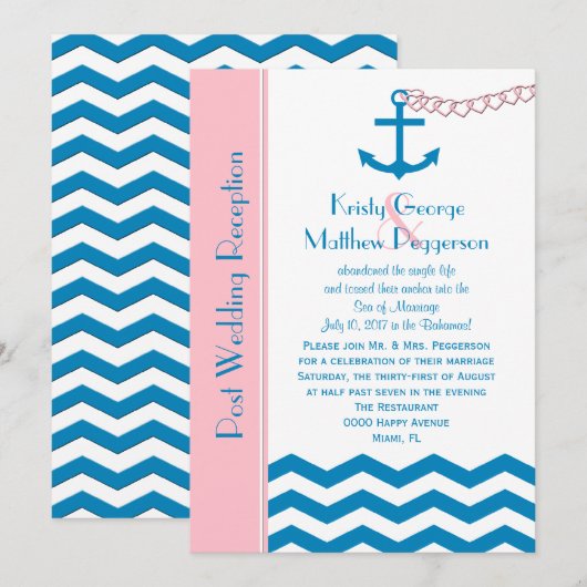 Nautische uitnodiging voor het huwelijksfeest na d (Voorkant / Achterkant)
