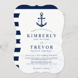 nautische verankerde liefde bruiloft uitnodigen kaart