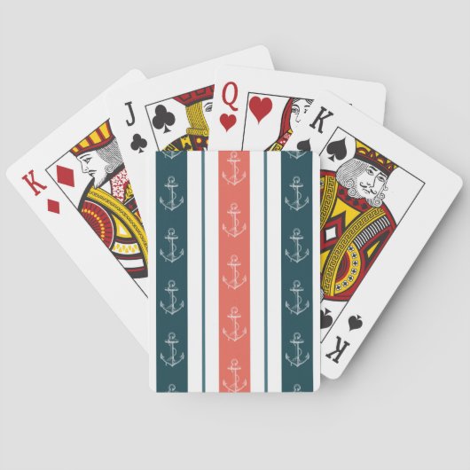 Nautische verankering op het patroon met strepen speelkaarten (Achterkant)