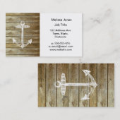 Nautische verankering op houtafbeelding visitekaartje (Voorkant / Achterkant)