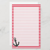 Nautische verankering; rode cadmiumstrepen; gestri briefpapier (Voorkant / Achterkant)