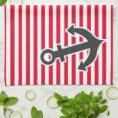 Nautische verankering; rode cadmiumstrepen; gestri theedoek (Gevouwen)