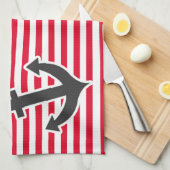 Nautische verankering; rode cadmiumstrepen; gestri theedoek (Quarter Fold)