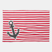 Nautische verankering; rode cadmiumstrepen; gestri theedoek (Horizontaal)