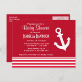 Nautische verankering; rode cadmiumstrepen; gestri uitnodiging briefkaart (Voorkant / Achterkant)