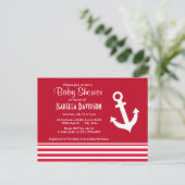Nautische verankering; rode cadmiumstrepen; gestri uitnodiging briefkaart (Staand voorkant)