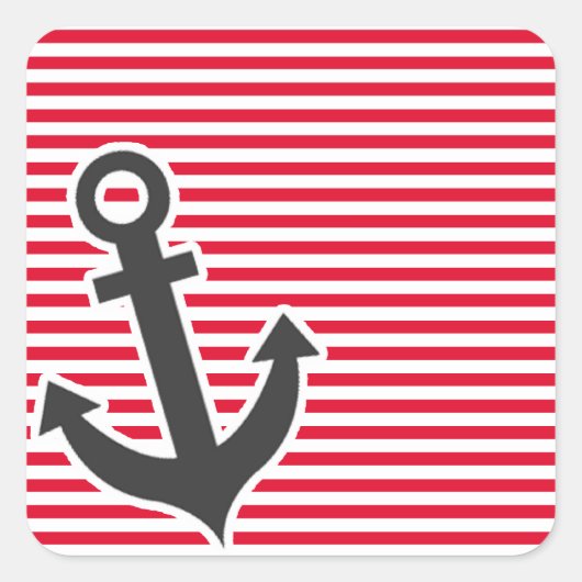 Nautische verankering; rode cadmiumstrepen; gestri vierkante sticker (Voorkant)