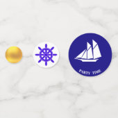 Nautische verjaardag op Blue Golden & White Confetti (Achterkanten)