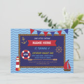 Nautische Verjaardag Party Zeilboot Piraten Uitnod Kaart (Staand voorkant)