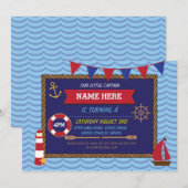 Nautische Verjaardag Party Zeilboot Piraten Uitnod Kaart (Voorkant / Achterkant)