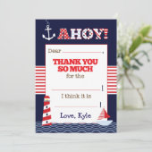 Nautische verjaardag vul blanco dank je opmerking  bedankkaart (Staand voorkant)