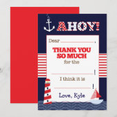 Nautische verjaardag vul blanco dank je opmerking  bedankkaart (Voorkant / Achterkant)