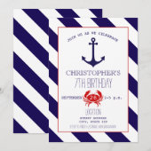 Nautische verjaardagsfeestje - anker + krab kaart (Voorkant / Achterkant)