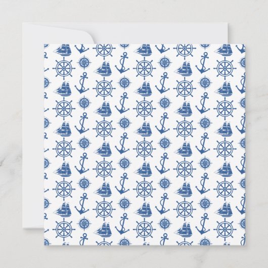 Nautische Verjaardagsfeestje Blauw en Wit Anker Kaart (Voorkant)