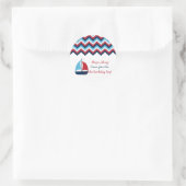 Nautische Verjaardagsjongen Cupcake Topper/Sticker Ronde Sticker (Tas)