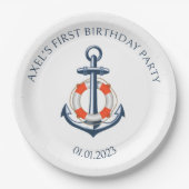 Nautische Verjaardagspartij Papier Bord Ontwerp (Voorkant)
