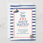 Nautische verjaardagsuitnodiging kaart (Voorkant)