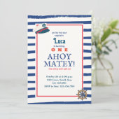 Nautische verjaardagsuitnodiging kaart (Staand voorkant)