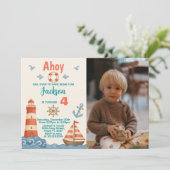 Nautische verjaardagsuitnodiging kaart (Staand voorkant)