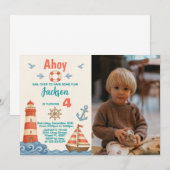 Nautische verjaardagsuitnodiging kaart (Voorkant / Achterkant)
