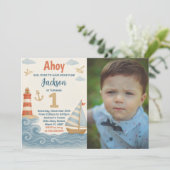 Nautische verjaardagsuitnodiging kaart (Staand voorkant)