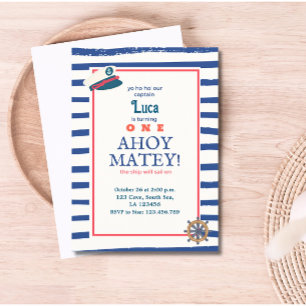 Nautische verjaardagsuitnodiging kaart