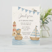 Nautische verjaardagsuitnodiging kaart (Staand voorkant)